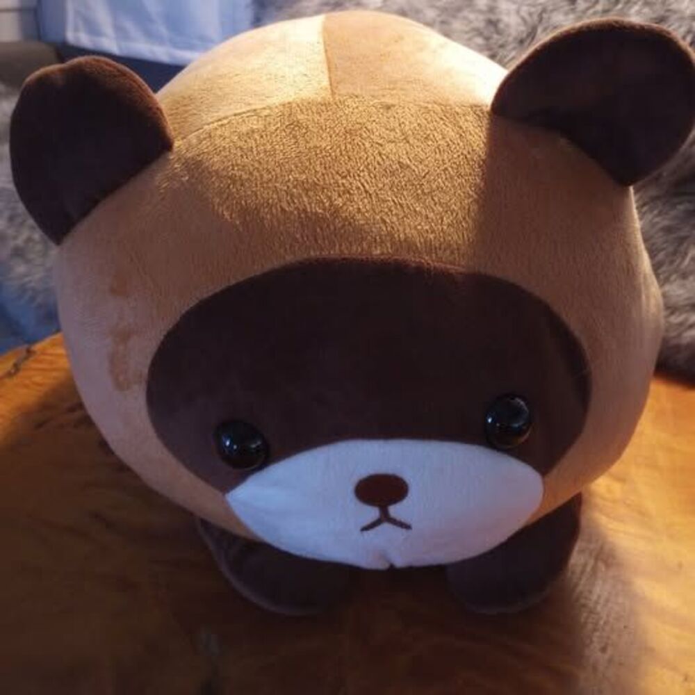 Round 1 2010 Japanese Amuse Raccoon ￼ Large Stuffed Plush Japan Washed Woolite